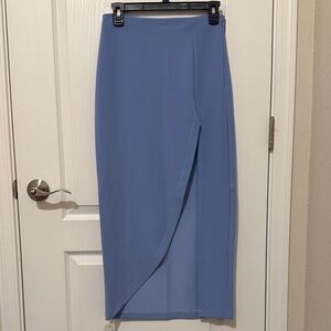 Abercrombie & Fitch Dusty Blue Midi Skirt with Front Slit
